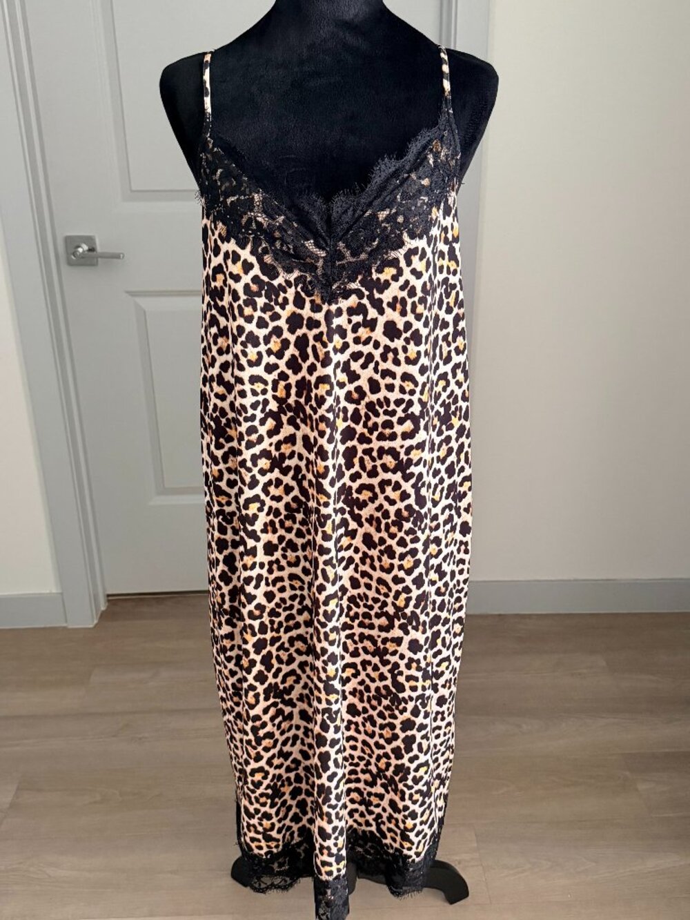 Zara Animal Print and Lace Camisole Midi Dress M Boudoir Inspired Vintage Look